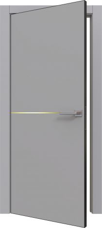 Межкомнатная дверь Prime Line 3 цвет Grey silk (золотой молдинг/кромка чёрная ABS)
